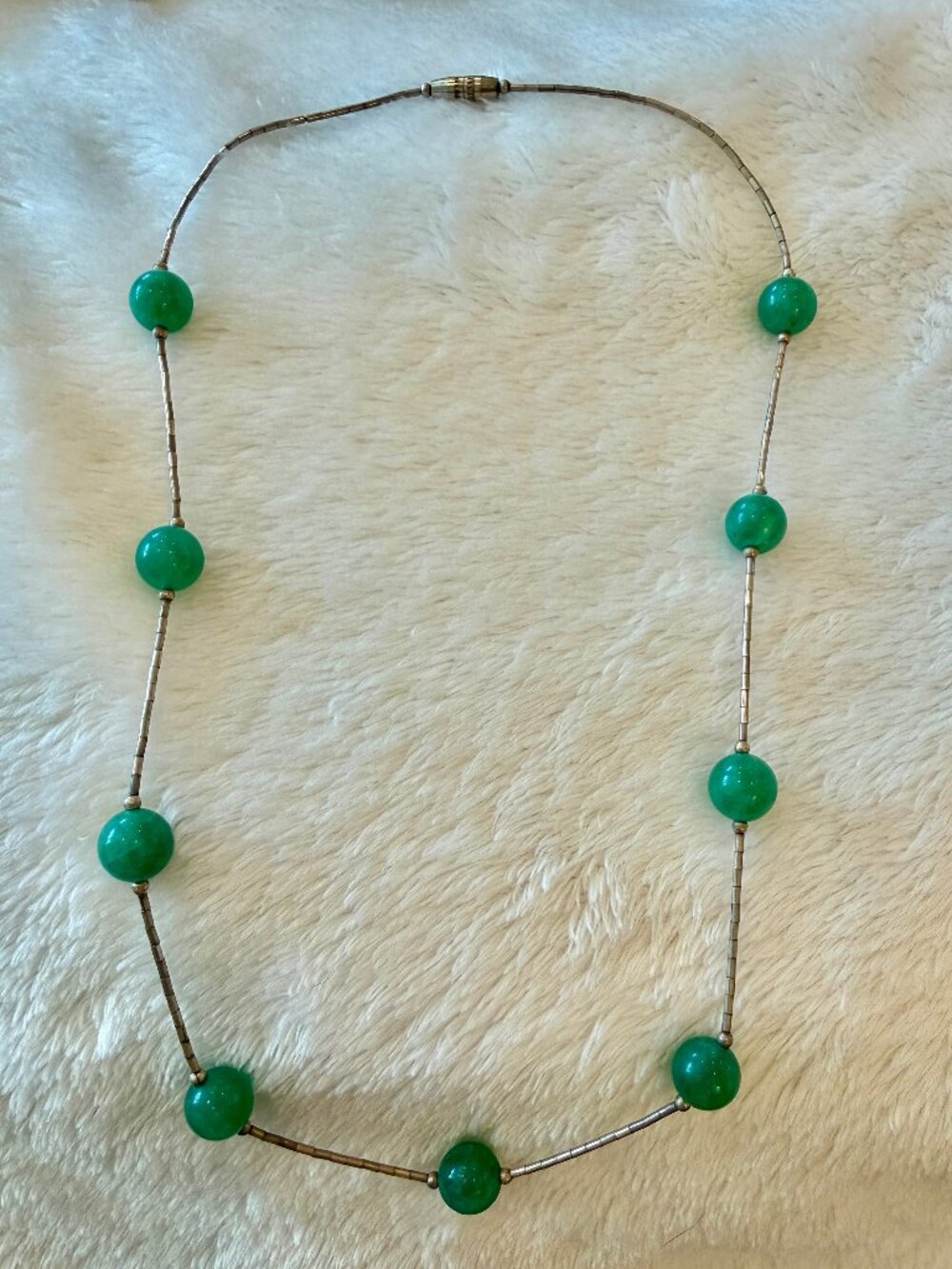 Silver and Jade Station Necklace